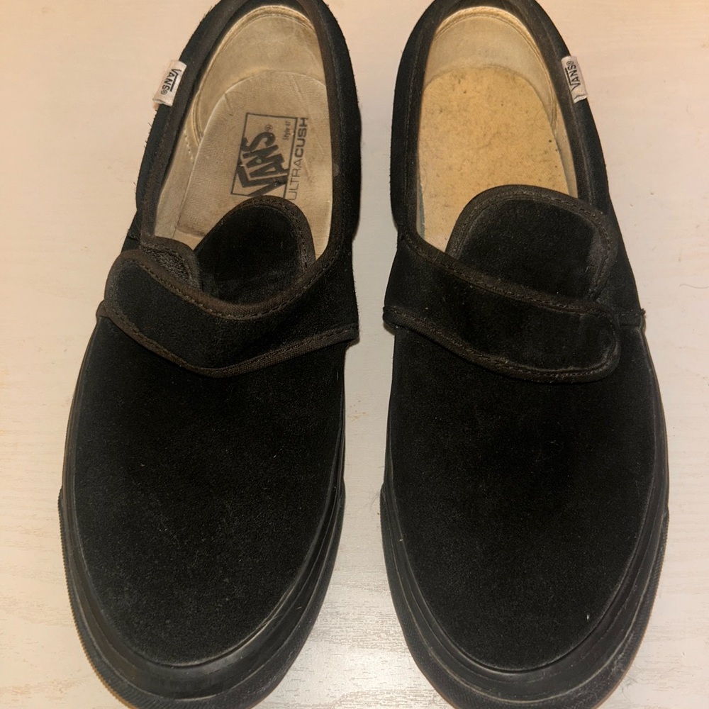 - *Rare* Vans Black Suede Slip-On “Mary Jane” style Shoes